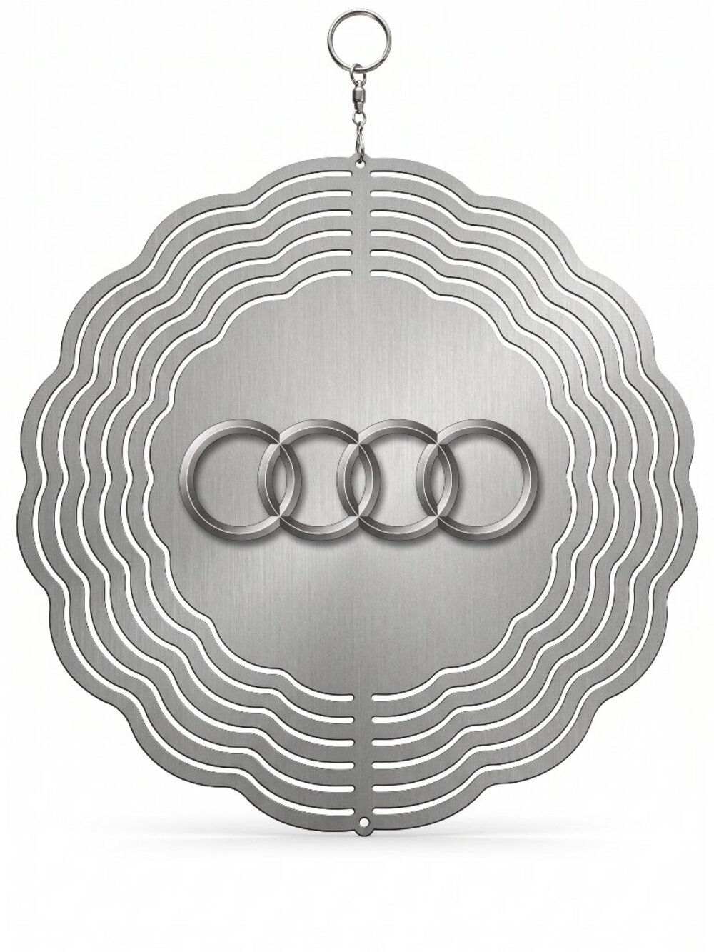 10" Audi Logo Stainless Steel Kinetic Wind Spinner - Outdoor Yard Decor